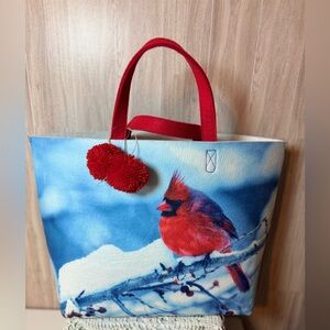 Vibrant Cardinal Felt Tote Bag with Red Accents